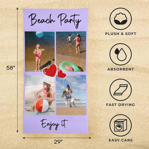 Vista 6 de Toallas de playa personalizadas con foto para adultos y niños, toallas de playa de microfibra personalizadas con imagen para mujeres y hombres