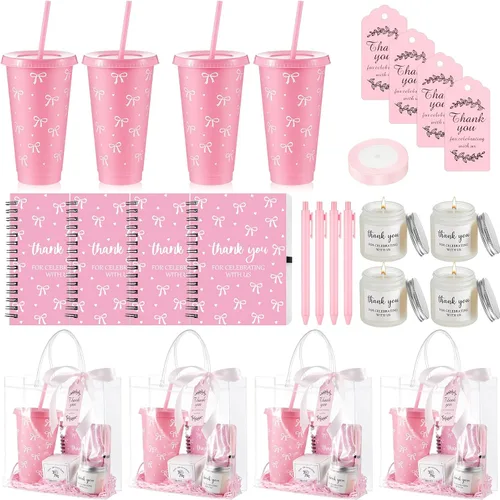 Vista 19 de Nuogo - Juego de 2 premios de ducha para padres para adultos, regalo de despedida de soltera, vaso de plástico, cuaderno con vela perfumada, bolsa