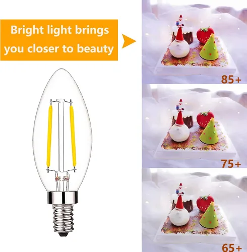 Vista 5 de Sunaiony Bombillas LED para candelabros equivalentes a 25 vatios, bombilla LED B11 de 2 W, base E12 blanca cálida de 2700 K, bombillas Edison