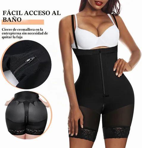 Vista 3 de YIANNA Fajas Colombianas Tummy Control Shapewear for Women Body Shaper Girdles Butt Lifter Compression Garment 1-negro (cremallera frontal)