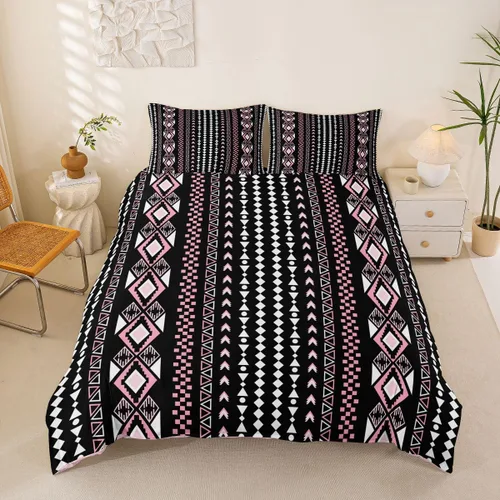 Vista 18 de Erosebridal Bohemian Duvet Cover Twin Country Southwestern Comforter Cover for Kids Teens Boho Aztec Arrows Diamond Bedding Set Black Gray Geometric
