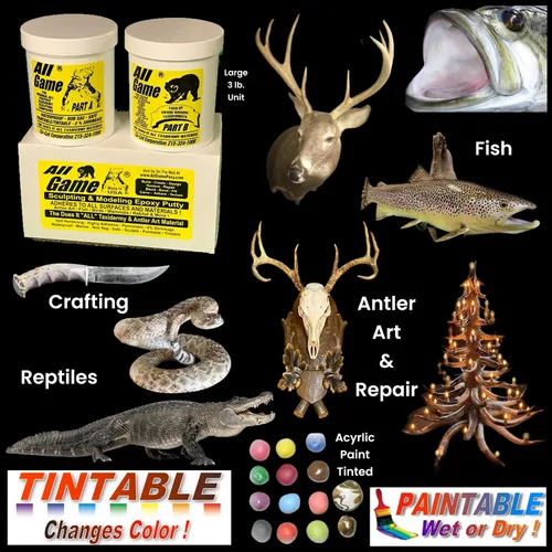 Vista 2 de Masilla epoxi multiusos de 3 libras (juego de 2 pintas) para taxidermia, reparación del hogar, artes y manualidades, restauración y reparación