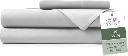 Vista 13 de Hotel Sheets Direct - Juego de sábanas 100% viscosa derivada de bambú tamaño individual - sábanas refrescantes con 1 funda de almohada