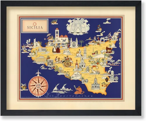 Vista 38 de Monem Art Mapa Monumental Vintage de Florencia Impresión - Póster de Viaje Retro - Arte de Italia - Gran Regalo para Hombres, Mujeres, Amantes
