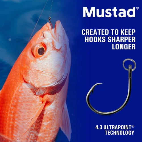 Vista 2 de Mustad Círculo de demonio con anillos 4 veces fuerte, diseñado para funcionar perfectamente con gancho Kirbed, níquel negro