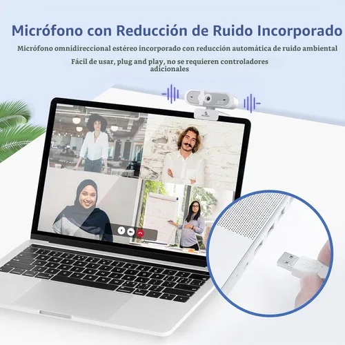 Vista 3 de NexiGo N660P - Cámara web 1080P de 60FPS con control de software, micrófono dual y cubierta, enfoque automático, cámara web USB HD para ordenador