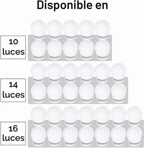 Vista 7 de Luces de tocador para espejo, 16 bombillas LED, luces de maquillaje Hollywood, 3 modos de color, brillo regulable, enchufar, pegar, para tocador