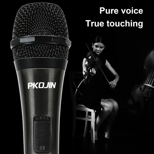 Vista 2 de Micrófono de karaoke dinámico para cantar, micrófono vocal con cable para karaoke, micrófono de mano con cable de 10 pies, micrófonos para altavoz