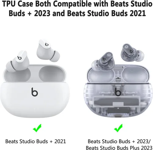 Vista 2 de Funda transparente para Beats Studio Buds Plus 2023, Beat Studio Bud Case Cover 2021, Shockpoof TPU suave para auriculares Beats con mosquetón