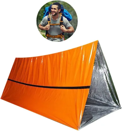 Vista 4 de BESPORTBLE Tienda de campaña de tubo al aire libre de emergencia portátil a prueba de viento PE Material Tienda de supervivencia para acampar