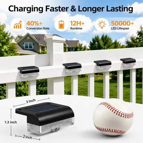 Vista 3 de 16PK Luces solares para valla al aire libre, impermeables, luces de paso