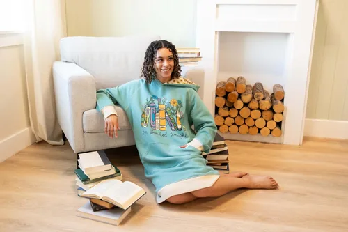 Vista 38 de Lazy One Sudadera con capucha de gran tamaño, ropa de dormir cómoda, vestido de suéter para mujer
