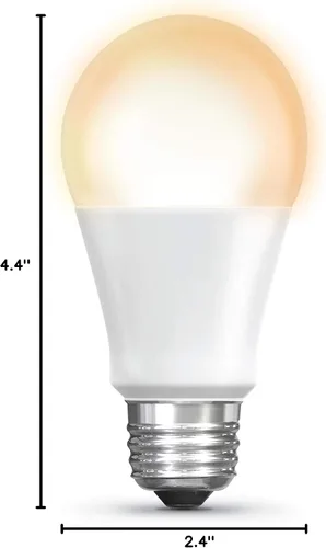 Vista 4 de Feit Electric OM60/SW/HK 60W equivalente a A19 Smart, funciona con Apple HomeKit y control de voz Siri, no requiere concentrador, 4.4 pulgadas