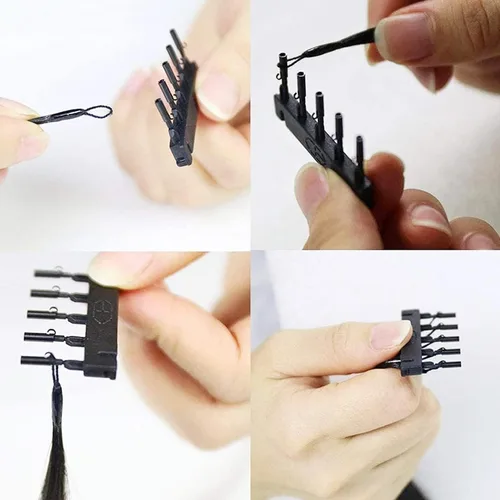 Vista 3 de Extensiones de cabello, hebilla en forma de C para 2ª generación Fiunkes de cabello humano sin rastro, herramienta de extensiones de cabello fácil
