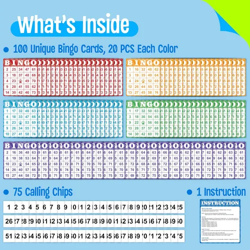 Vista 3 de Paquete de 100 tarjetas de juego de bingo de números, hojas de papel desechables reutilizables multicolor para niños, juegos de mesa de bingo