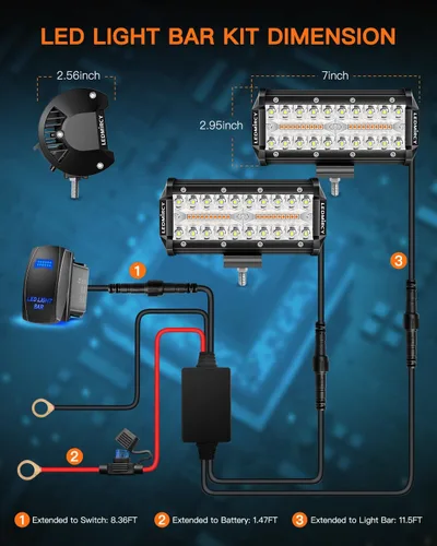 Vista 6 de LEDMIRCY Kit de barra de luz LED de 7 pulgadas con interruptor basculante, 6 modos, barra de luz blanca ámbar para todo terreno con función