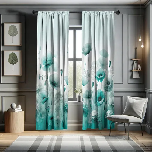 Vista 21 de Ambesonne - Cortinas amarillas para ventana, arte moderno escandinavo de escena de jardín con flores de tulipán y mariposas bailando, juego de 2