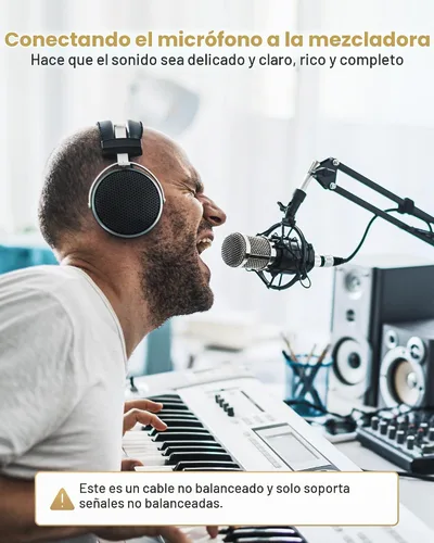 Vista 7 de Tisino - Cable de micrófono con conector hembra XLR a conector mono TS de 1/4 (6,35 mm) desequilibrado para micrófono dinámico - 2,01 m/6,6 pies