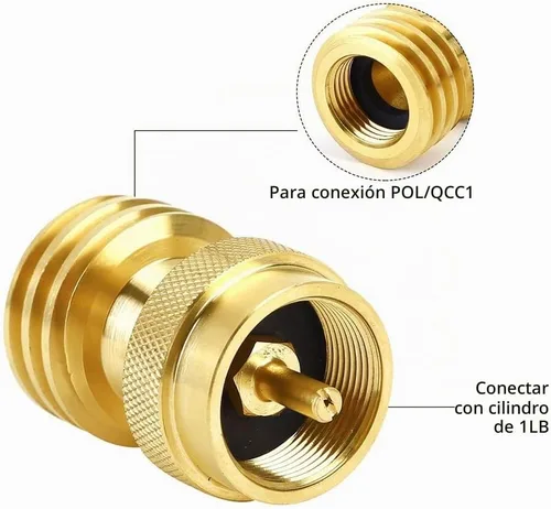 Vista 2 de Adaptador de tanque de propano para guardar carnes, adaptador de propano de 1 libra a 20 libras para cilindro desechable desechable, convertidor