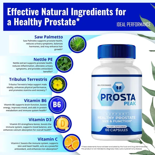 Vista 6 de IDEAL PERFORMANCE Prosta Peak - Cápsulas de próstata – Píldoras oficiales de suplemento Prosta Peak – Máxima fuerza, fórmula totalmente natural