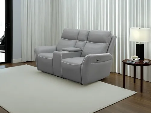Vista 58 de Juego de sofá reclinable eléctrico, seccional de cuero transpirable beige, juego de muebles de sala de estar, 2 piezas, sofá reclinable eléctrico
