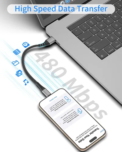 Vista 6 de Umefly Cable de carga corto para iPhone de 1 pie, paquete de 2 cables USB a Lightning para automóvil, cable de carga de iPhone de 1 pie para iPhone