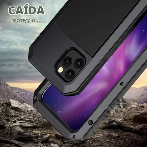 Vista 4 de Funda protectora de cuerpo completo para iPhone 11 Por, resistente a los golpes, funda de metal de aleación de aluminio con protector de pantalla