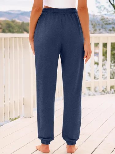Vista 4 de AUTOMET Pantalones deportivos de cintura alta para mujer con bolsillos, pantalones sueltos de descanso y pijama para otoño, invierno, primavera
