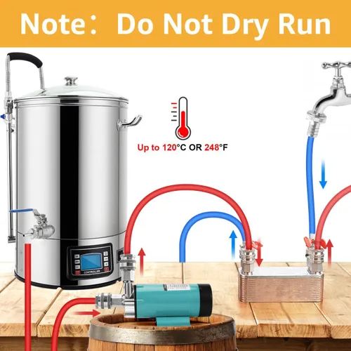 Vista 6 de MRbrew Bomba de mosto de acero inoxidable para transferencia de mosto, bomba de cerveza magnética con cabezal de rosca NPT de 1/2 pulgada