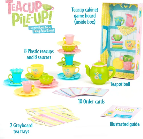 Vista 6 de Educational Insights ¡Teacup Pile-Up! Juego de relevos, juego de mesa preescolar, rellenos para canasta de Pascua para niños, regalo para niños de 4
