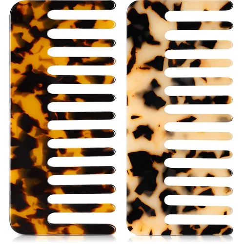 Vista 20 de Patelai Peine de dientes anchos, peine desenredante grande para cabello rizado, húmedo y seco, sin mango, accesorios desenredantes (ámbar)