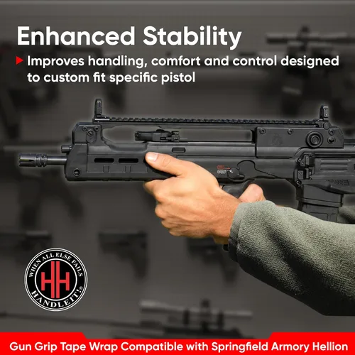 Vista 5 de Handleitgrips Cinta de agarre para pistola compatible con Springfield Armory Hellion, cinta de agarre de pistola de goma texturizada negra, fácil