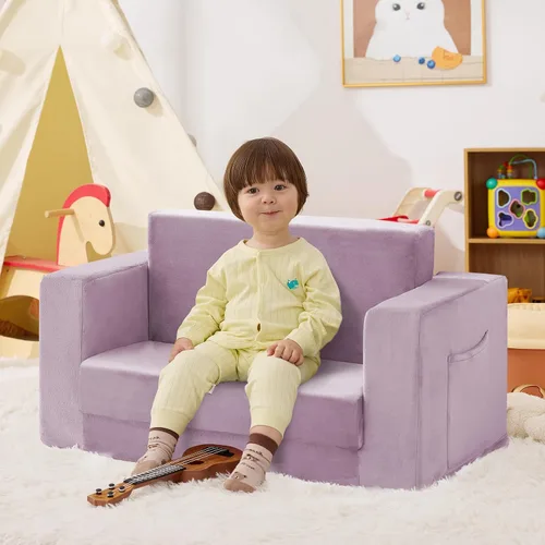 Vista 16 de Silla de sofá para niños pequeños, sofá plegable para niños, cómodo gris