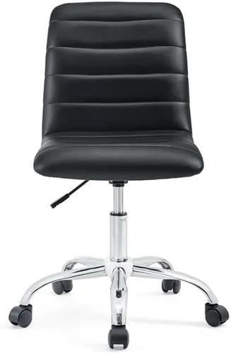 Vista 4 de Hawthorne Collections Silla de oficina giratoria de escritorio para computadora con respaldo medio sin brazos en negro