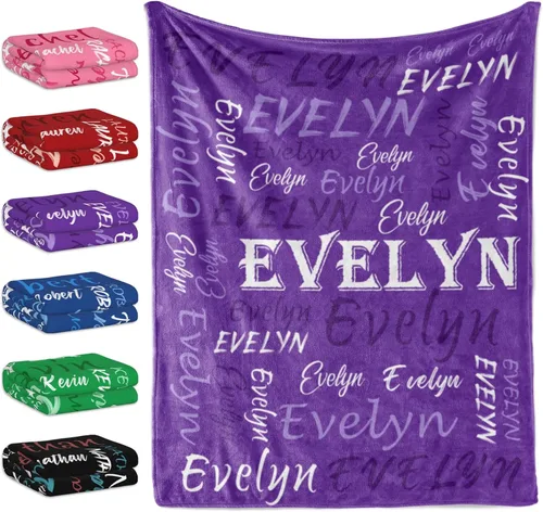Vista 18 de Manta personalizada con tema negro, manta suave y ligera de franela y forro polar con nombre para hombres, mujeres, niños y niñas - Regalos