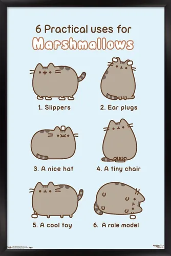 Vista 9 de Trends International Pusheen - Póster de pared de malvavisco, 14.725 x 22.375 pulgadas, versión enmarcada de madera de granero