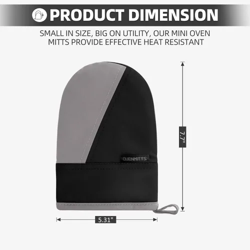 Vista 2 de Mini guantes para horno, guantes para horno de cocina, guantes de cocina de 500 grados resistentes al calor, superficie de silicona antideslizante