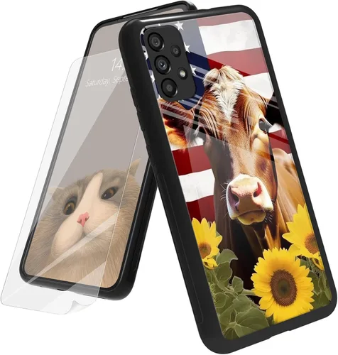Vista 66 de Funda para Samsung Galaxy A12 5G con protector de pantalla, parte trasera de vidrio templado + TPU de silicona suave que absorbe los golpes