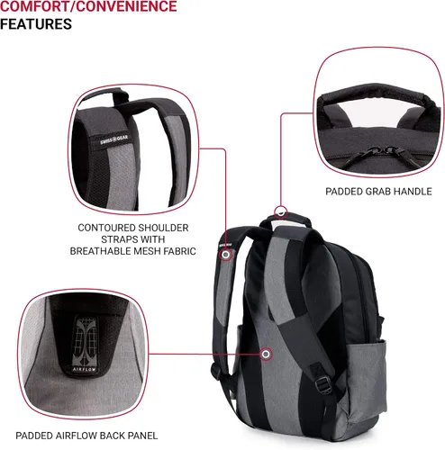 Vista 8 de SwissGear 2789 - Mochila para laptop de 13 pulgadas, gris/negro