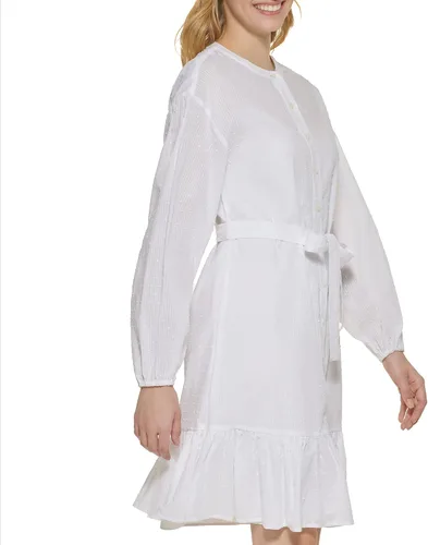 Vista 3 de Tommy Hilfiger Women's Chambray Stripe Long Sleeve Shirt Dress