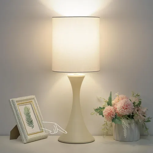 Vista 8 de Lámpara táctil para dormitorio, lámpara de mesa dorada regulable en 3 vías con pantalla estrellada negra, lámpara decorativa de mesita de noche Base