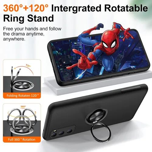 Vista 4 de JAME Funda para Samsung Galaxy S20 FE, funda Samsung S20 FE 5G con soporte giratorio, resistente a prueba de golpes, funda delgada para Galaxy S20