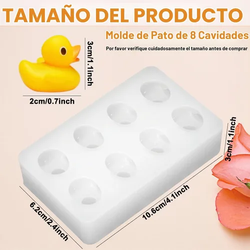 Vista 2 de Molde de silicona de pato 3D de 8 cavidades para hornear, resina epoxi, arcilla polimérica para manualidades