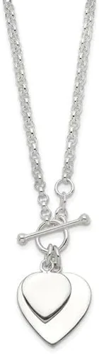 Vista 3 de Diamond2Deal Collar de plata de ley grabable con doble corazón, Plata esterlina, No es una piedra preciosa