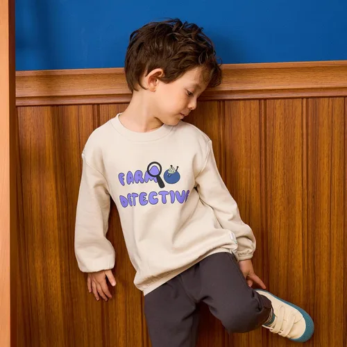 Vista 2 de pureborn Sudadera de manga larga con cuello redondo para bebés, niños y niñas, camisetas de algodón