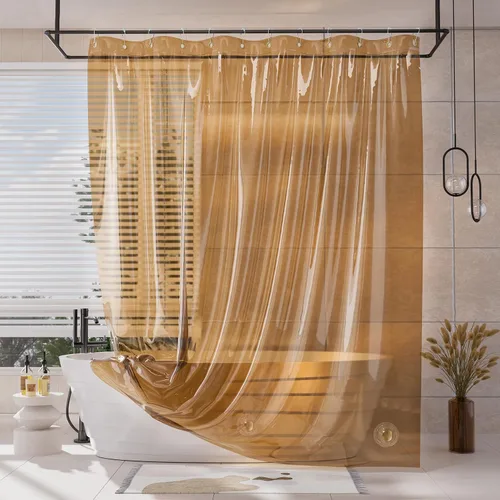 Vista 11 de AmazerBath Forro de cortina de ducha, 100% EVA, suave ámbar transparente, resistente, cortina de ducha y forro 2 en 1, 72 x 72 pulgadas, forro
