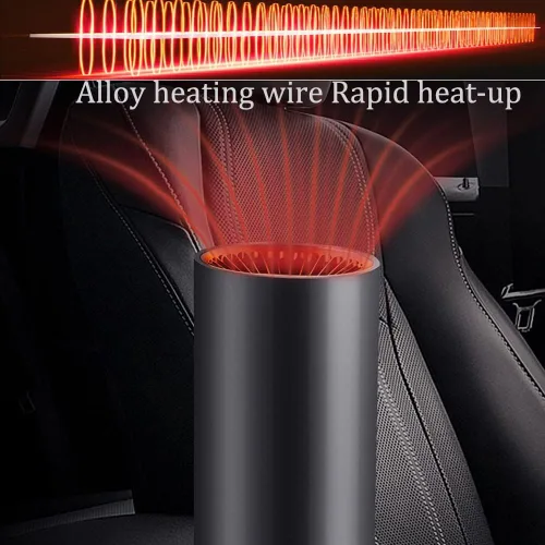 Vista 3 de Calentador de coche de 150 W, soplador de aire caliente para automóvil en forma de taza, ventilador portátil giratorio de 180° con soporte