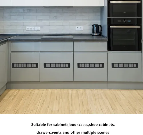 Vista 7 de 2 fundas para ventilación de aire, rejilla de ventilación de aleación de aluminio negro rectangular con listones de metal para armario, estufa