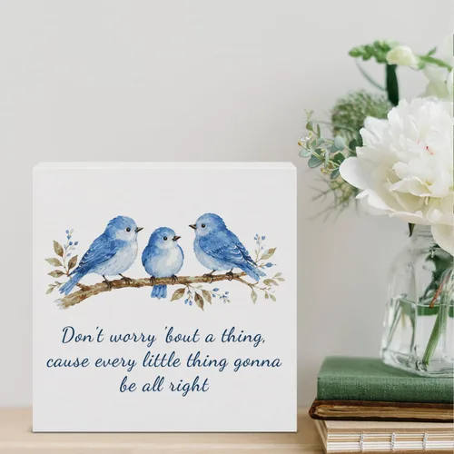 Vista 4 de Don't Worry 'bout a Thing Wooden Box Sign Desk Decor for Women Friends All Right