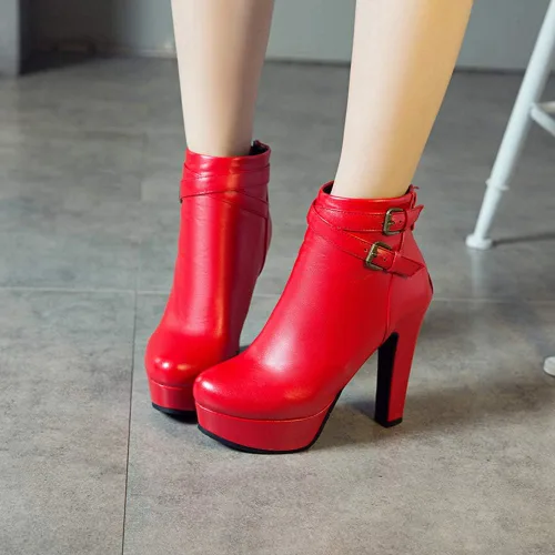 Vista 6 de Scaoruki Zapatos de otoño de moda para mujer, botines de tacón de bloque